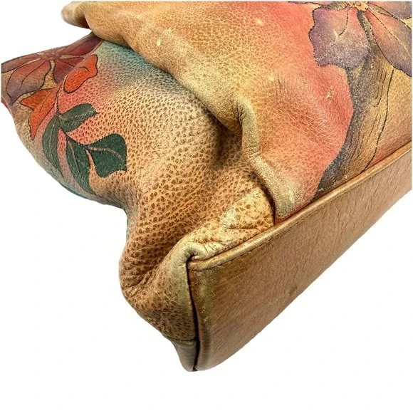 Anna By Anuschka Handbag Hand Painted Toucan Bird Floral Berries Boho - Picture 10 of 16
